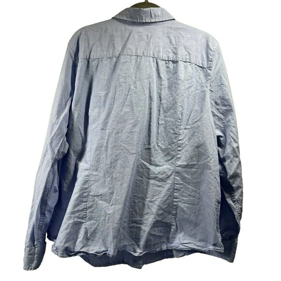 Talbots Women's Blouse Top Size XL Button Up Long Sleeve Blue 100% Cotton Office - Picture 6 of 7